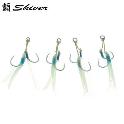 China Outdoor Thrill Fishing Supplies Hook Set-Steel Small Double Sword Double Hook Roll-Luminous-1 Box Of 4 for sale