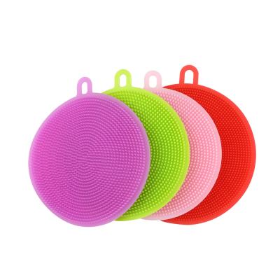 China Sustainable Kitchen Scrub Brush Cleaning Bowl Washing Reusable Silicone Kitchen Cleaning Brush Scrubber for sale