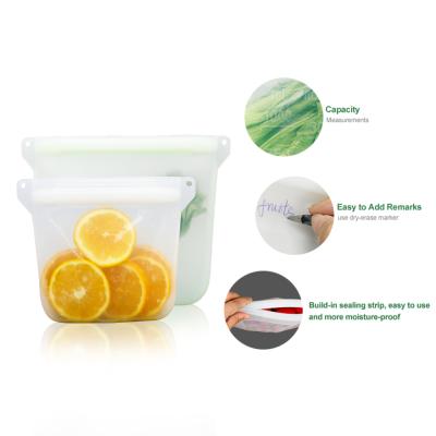 China Reusable Silicone Snacks Kitchen Freezer Food Storage Ziplock Bag Viable for sale