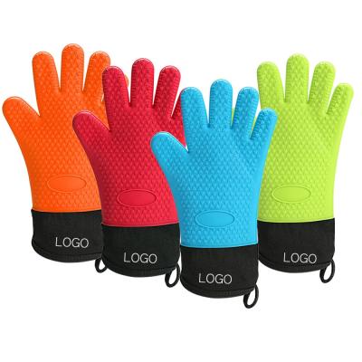 China Durable Kitchen Five Fingers Silicone Heat Resistant Flexible Heat Resistant Gloves With Cotton for sale