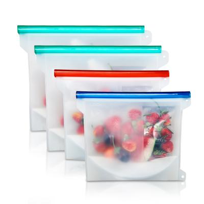 China Sustainable Reusable Silicone Bag Silicone With Ziplock Food Bag Silicone Storage Food Bag for sale