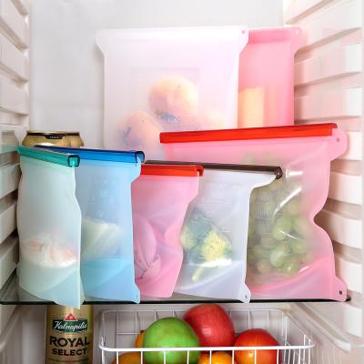 China Sustainable Commercial Silicone Food Storage Bag Reusable Silicone Food Bag For Microwave for sale