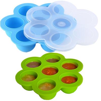 China 2020 Colorful Reusable Freshness Retention Amazon Silicone Baby Food Tray Set Food Box Storage Container 7 Cavities Helped Box Ice Tray With Lids for sale