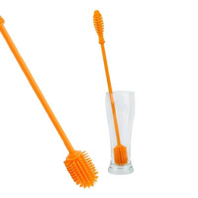 China Viable Antibacterial Silicone Bottle Cleaning Brush Set Long Handle For Washing Water Bottle for sale