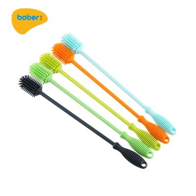 China Viable Silicone Bottle Cleaning Brush Scrubbing Long Handle Silicone Hand Brush Cleaner for sale