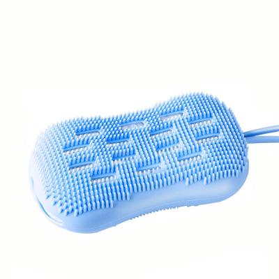 China Long Handle Soft Massage Quick Bubbling Cleaning Children's Silicone Double Sided Bath Brush for sale