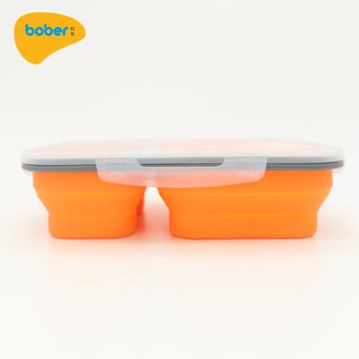 China Sustainable LFGB Approved Silicone Food Container 3 Compartment Bento Lunch Box Food Storage Container for sale