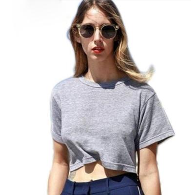 China Wholesale Summer Simple Crop T-shirt Girls Anti-wrinkle Top Round Neck Women's T-Shirts for sale