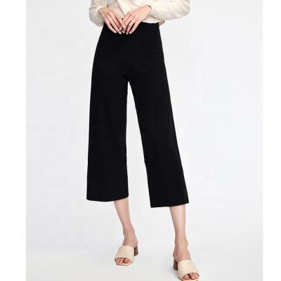 China New Spring and Autumn Style High Waist Capris Black Suit Wide Leg Pants Women Anti-Static Casual Pants for sale