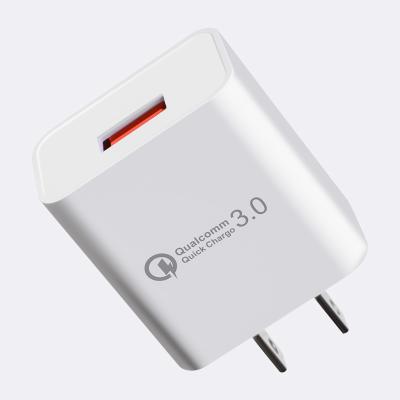 China Best Selling 18W QC3.0 Mobile Phone Wall Charger Portable Travel Adapter USB Fast Charger for sale