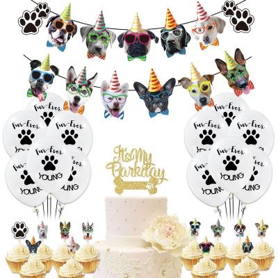 China Lovely Lovely Colorful Dog Face Amazon Dog Hat Palm Banner Garland Pet Birthday Theme Party Hot Selling Glass Decorations for sale