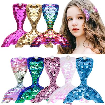 China Cute Bowknot Children Cartoon Mermaid Hairpin Girl Hair Decoration Sequin Platypus Hair Clip Women Kids Hair Accessories for sale