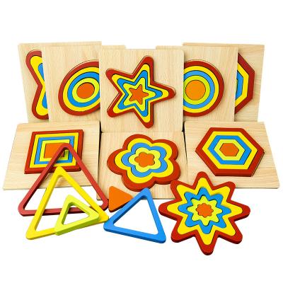 China Eco-Friendly Children's 3D Wooden Puzzle Learning Toys Baby Geometry Cognitive Toys Puzzle for sale