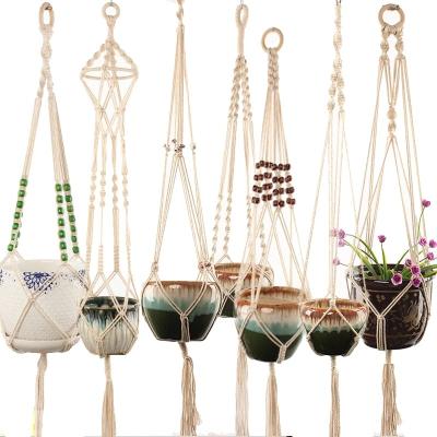 China Durable Durable Handmade Plant Hanger Indoor and Outdoor Plant Hanger Macrame Cotton Home Decoration Plant Pot Hanger for sale