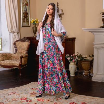 China Muslim Women Print/Dye Abaya Jazz Crepe Inner Slip Dress Ramadan Dubai Tunic Modest Plain Wholesale Long Sleeve Inner Wrinkle Dress for sale