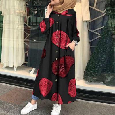 China New-old Muslim Fashion Trend 2022 Muslim Dresses Dubai Abaya Loose Drop Collar Comic Sheath Long Muslim Maxi Dress for sale