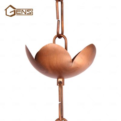 China Hot Selling Pure Copper Lotus Rain Chain /Amazon Pipeline Monarch Rain Gutter for sale