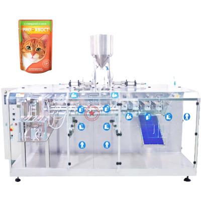 China Horizontal Automatic Oil Detergent Cream Juice Cream Food Doypack Machinery Liquid Packing Rack Up Bag Packing Machine for sale