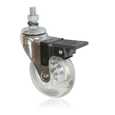 China Modern Transparent 75mm Threaded Stem Caster Wheels With Plate For Furniture for sale