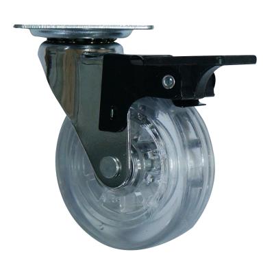 China Modern Transparent 3 Inch PU Clear Swivel Caster Wheel 75 Mm Silicone Furniture Caster for sale