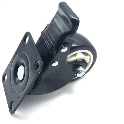 China 75MM Industrial Caster PU Wheel Modern Black 3 Inch Furniture Swivel Caster With Brake for sale