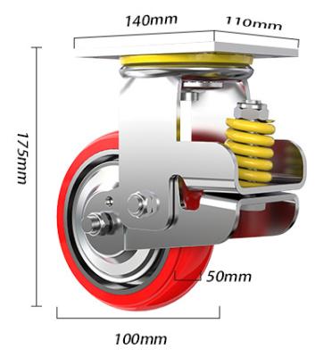 China Flat Free Industrial Equipment Caster 100MM Swivel Heavy Duty 4 Inch Shock Absorbing Caster for sale