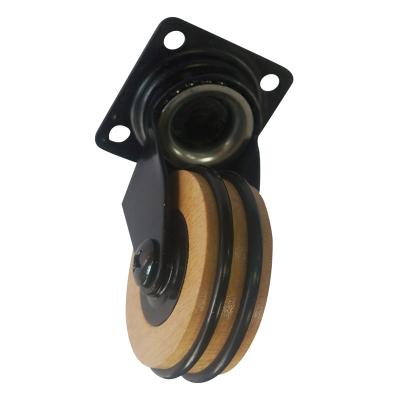 China Traditional Wooden Caster Wheel 50mm With Plate Without Brake For Furniture for sale