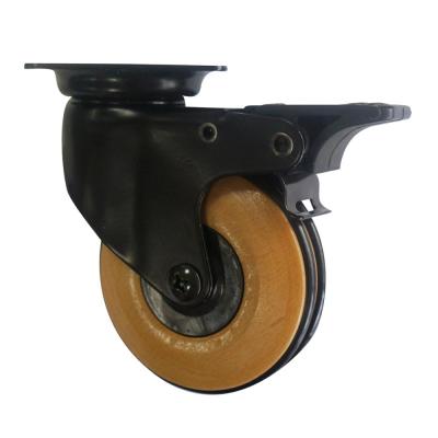 China 3 Inch Top Flat Traditional Chinese Suppliers Wooden Wheel Caster With Brake for sale