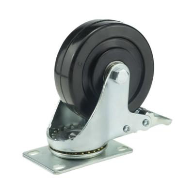 China Flat Free Flat Free Standard Solid Wheels 5 Inch ESD Black Rubber Caster 125mm for sale