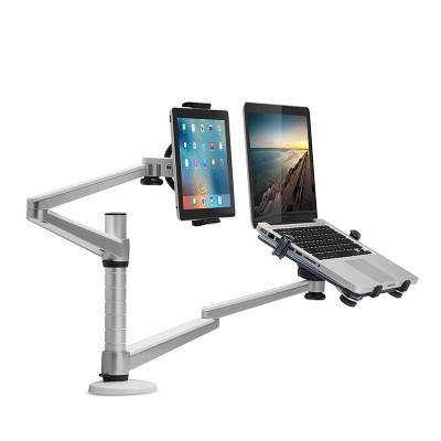 China 10-15 Inch Laptop Aluminum Alloy Laptop Tablet Arm Bracket Mount Stand Holder Silver Base for sale