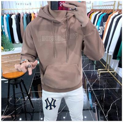 China Custom High Quality Anti-wrinkle OEM Men's Casual Clothing Plus Size Terry Towel Cotton Fabric Letter 3D Printing Embossed Effect Hoodies for sale