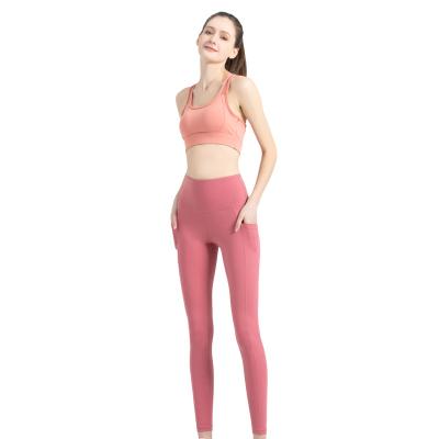 China New Breathable Fitness Clothing Brands Seamless Yoga Pants Brand Sports Bra Leggings Womens Gym Wear Sets for sale