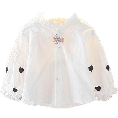 China Anti-wrinkle Children's Clothing New Spring Style Customize Round Collar Cute Style Long Sleeve Casual Blouse Heart Print Tops Girls Shirts for sale