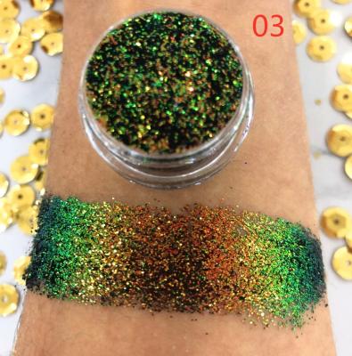 China Waterproof Custom High Pigment Pressed Powder Duochrome Chameleon Flakes Eyeshadow Palette for sale