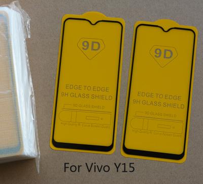 China Mobile Phone FULL 2nd Times Reinforcement Glue Tempered Glass Screen Silk Printing Protector For Vivo Y15 for sale