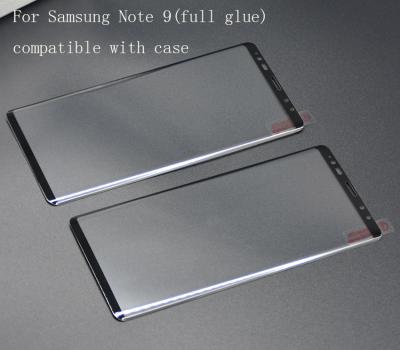 China Mobile Phone 9H FULL GLUE Precise Cutting GLUE High Aluminum 3D Curved Tempered Glass Screen Protector For Samsung Galaxy Note 9 for sale