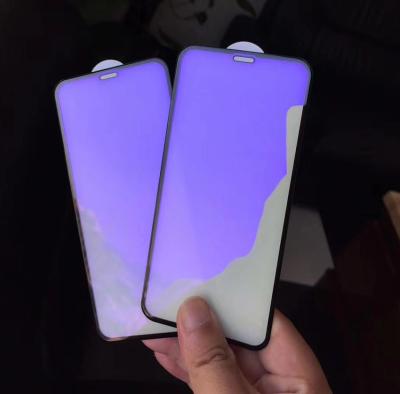 China Mobile Phone Eye Shield Real 5D Curved Light Ray Glue Tempered Glass Full Heavy Duty Anti-Blue Purple Screen Protector For iPhone XS Max for sale