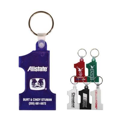 China Promotional Label High Quality Plastic Soft Keychains Shape 1 A Number Key Indicator for sale