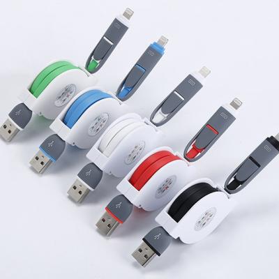 China Hot Selling Mobile Phone USB Charger 2 In 1 Colorful Mini Data Cable USB Charging for sale