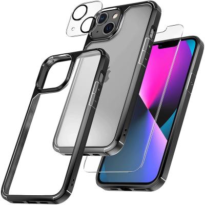 China Cheap Shockproof Military Grade Protective Tempered Glass Screen Protector + Camera Lens Protector 6.1 inch Shockproof Phone Case for sale