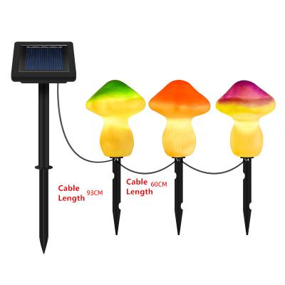 China Garden Waterproof Solar Powered Pin 3 heads mushroom LED landscape Lamp Orange green purple Auto Light For Courtyard FCC Certification for sale