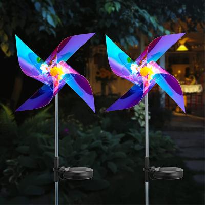 China Garden 7 Colors Wind Spinner Solar Stake Light Waterproof Pinwheels Yard Garden Landscape Outdoor Decorative Solar Windmill Lawn Lamp for sale