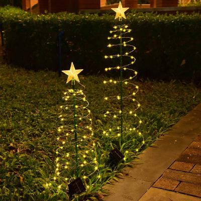 China Decorative lighting outdoor waterproof mini new novelty 1 pack led spiral Christmas tree shape string  solar light for sale