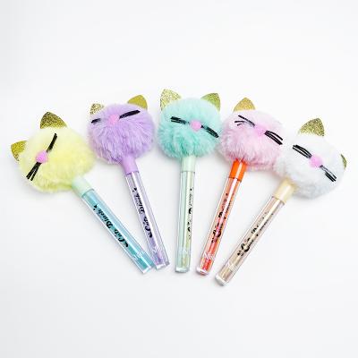 China Cat Head Plush Pearlescent Lip Gloss Mirror Polarized Lip Glaze Doodle Lip Glass Beauty & Personal Care Product ULG011 for sale