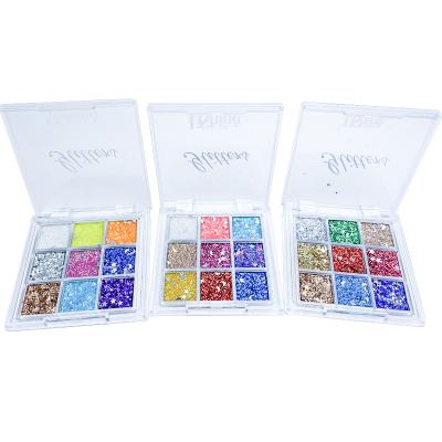 China Wholesale MultiColor Face Glitter Nine-Color Eyeshadow Palette Glue-Free Glitter Gel for Beauty & Personal Care UE017 for sale