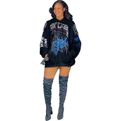 China Zs8359 Casual Anti-Wrinkle Women European And American Printed Loose Hoodie Long Sleeve Sweater for sale