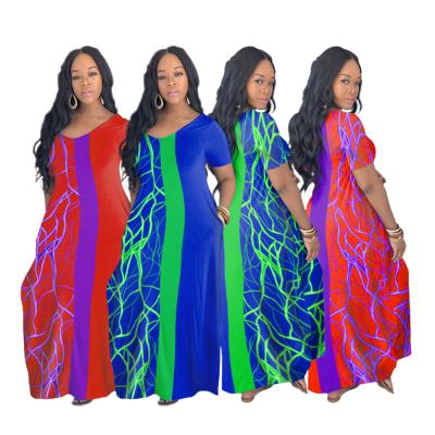 China Loose Elegant Casual Viable Plus Size Ladies Parcour Printed Dress for sale