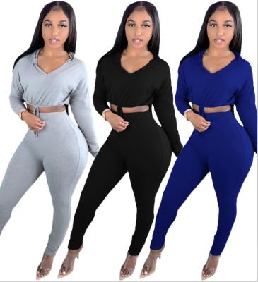 China Anti-pilling women sweat solid hooded panty sports leisure two-piece set women sports two-piece set for sale