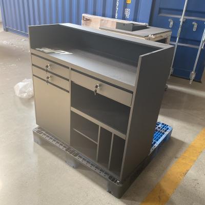 China Best Selling China Metal Display Counter Design Wooden Counter Top Display Cashier Table for sale