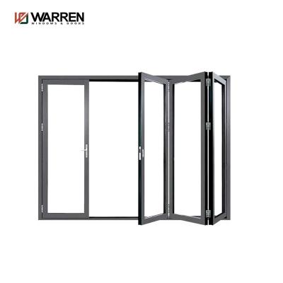 China Waterproof Bi Folding Door System Latest Frameless Glazed Glazed Mobile Fold Door Style Standards for sale